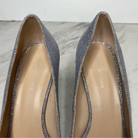 Stuart Weitzman Leigh 75 Sliver Sparkle Pump 9B - Picture 12 of 14